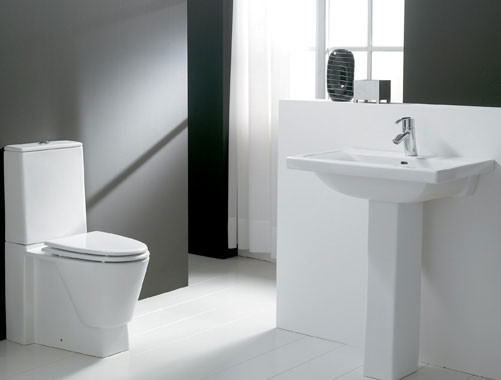 Compact design for bathrooms<br/>Color:white